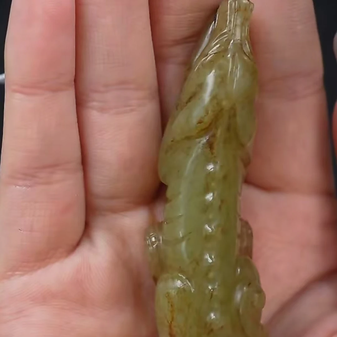 清代和田玉黄玉旺财把件