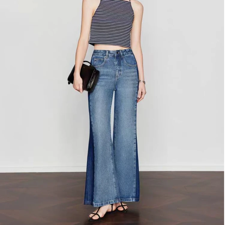 牛仔裤显瘦高腰直筒时尚百搭夏季开叉微喇显瘦高腰直筒时尚百搭