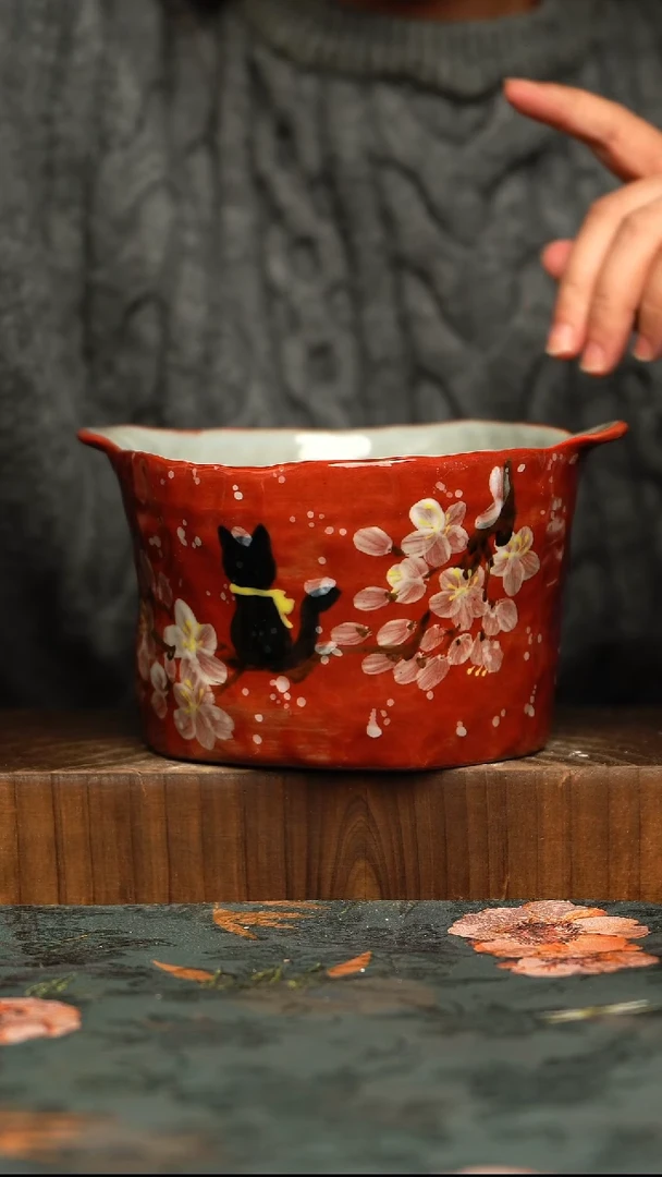 杯釉下彩手工手绘同款陶器