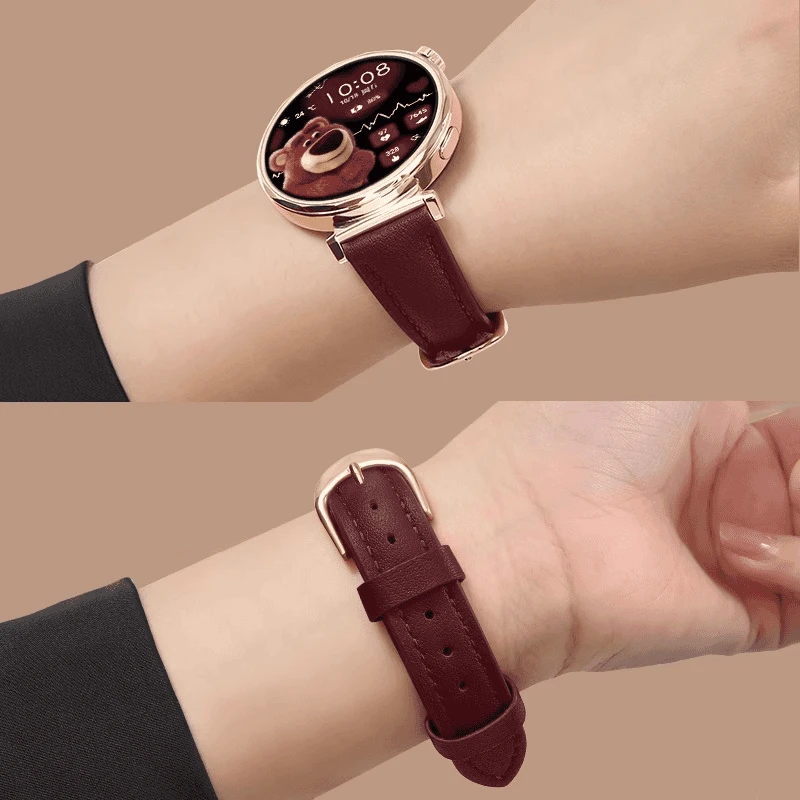 适用华为gt6手表gt5表带gt4新年红真皮gt3女款智能watch5腕带高级