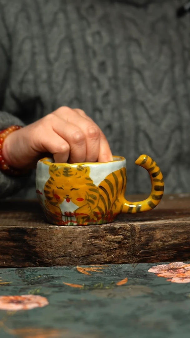 【闪购商品】杯釉下彩手工手绘同款陶器