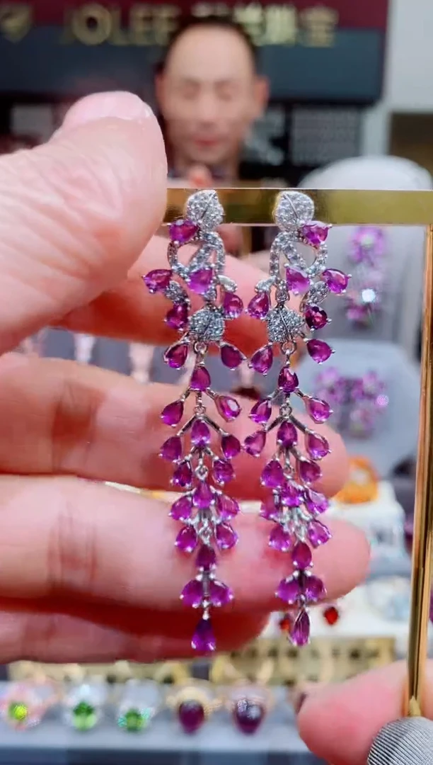 银S925镶嵌耳饰紫晶我****?紫晶耳钉