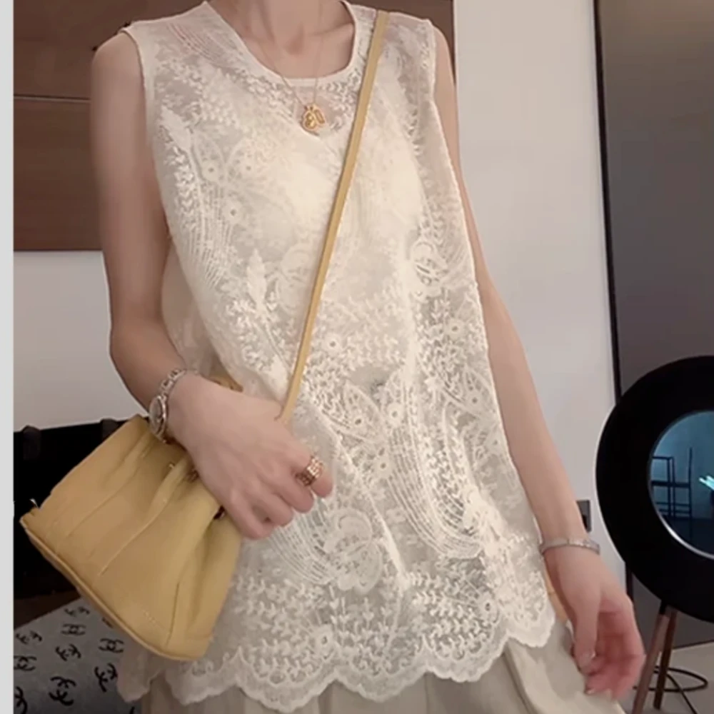 新中式蕾丝背心2025新款春夏国风内搭外穿上衣13651