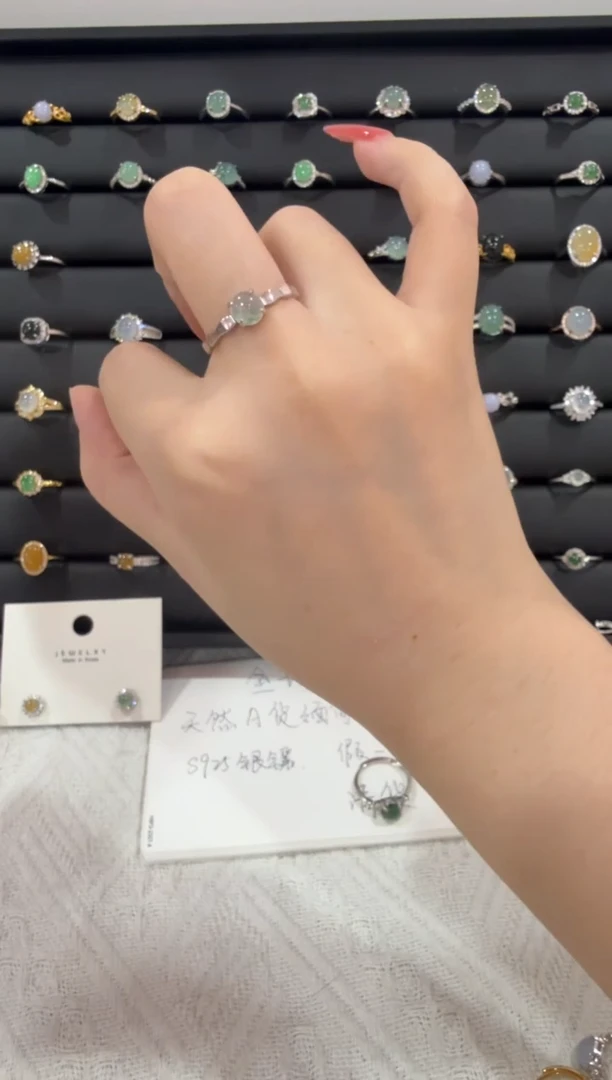 银S925镶嵌戒指翡翠500