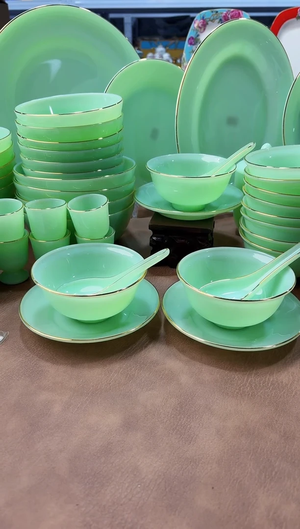 玉瓷 三件套碟碗勺2套