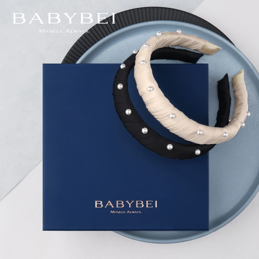 BABYBEI/初贝[蒋依依同款]丝丝高亮珠宽版发箍缠绕间隔珠优雅黑米