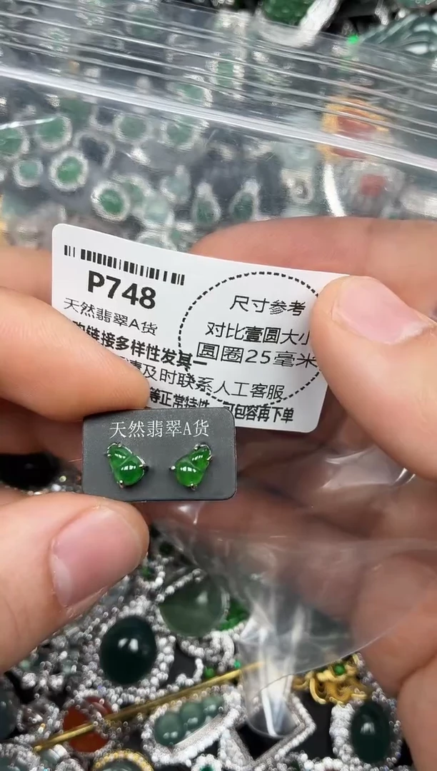 颈饰未镶嵌翡翠P748耳钉