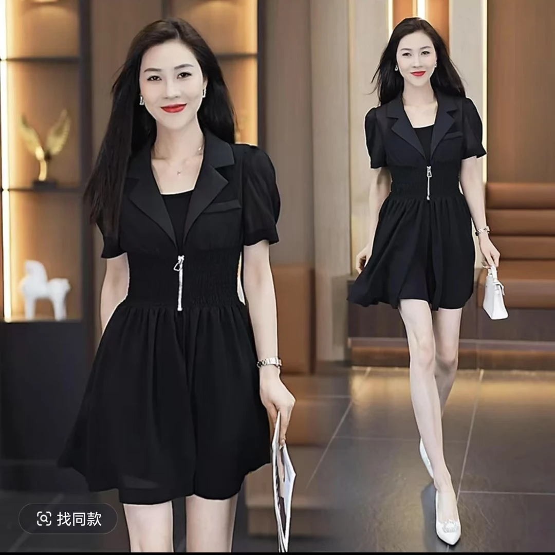 5178早夏新款气质三件套显瘦收腰套装高腰洋气大码复古韩版时尚