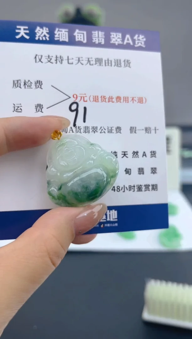 颈饰18K金镶嵌翡翠天然A货翡翠