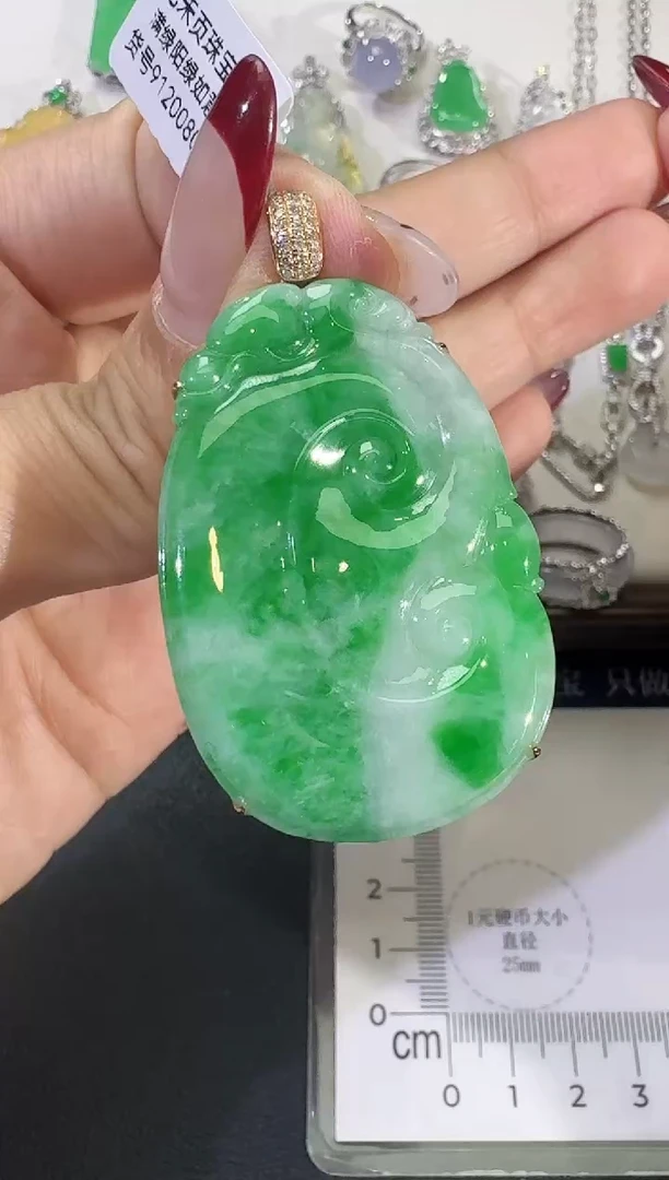 吊坠(不含链)18K金镶嵌翡翠【源头工厂】钻石镶嵌