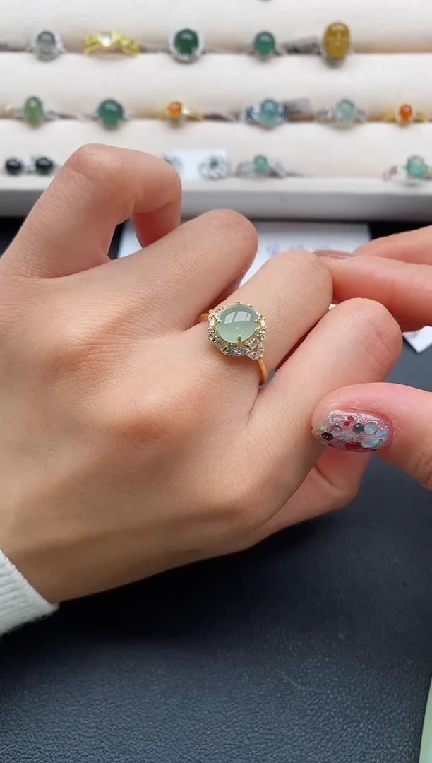 银S925镶嵌戒指翡翠66666666+9