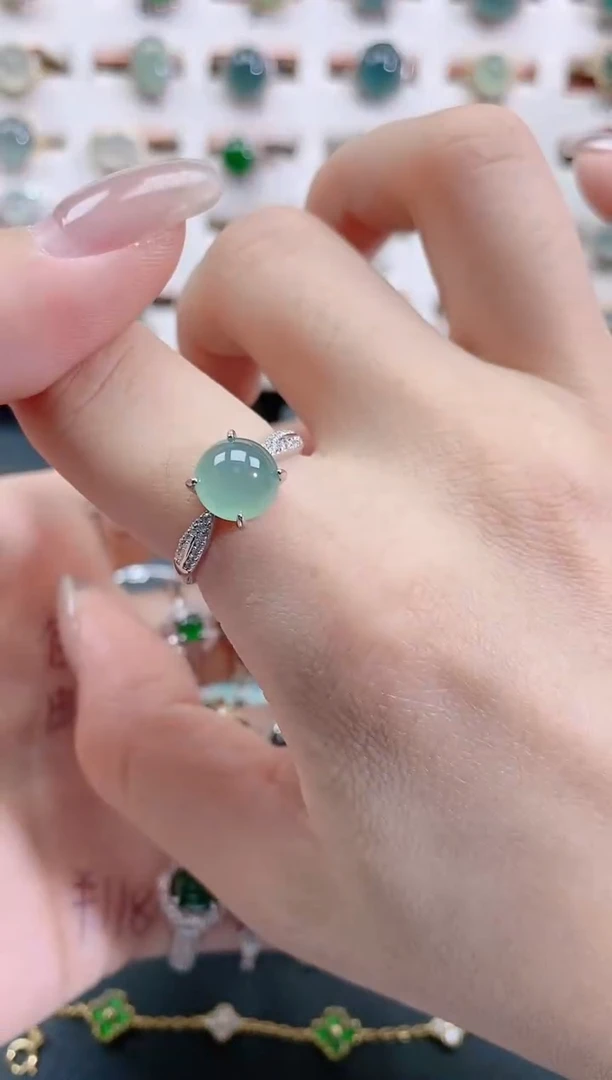 银S925镶嵌戒指翡翠天然翡翠