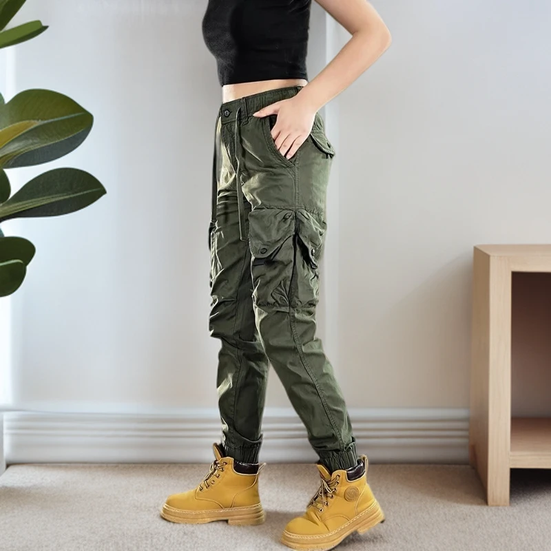 美式爆款复古工装裤男女春夏时尚户外通勤战术猎装宽松束脚长裤