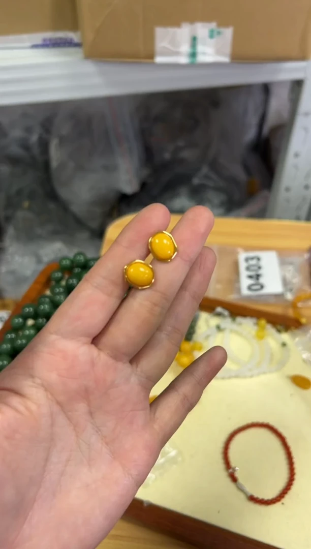 【闪购商品】蜜蜡耳饰银S925镶嵌满蜜蜜蜡菱形银戒指[2763]