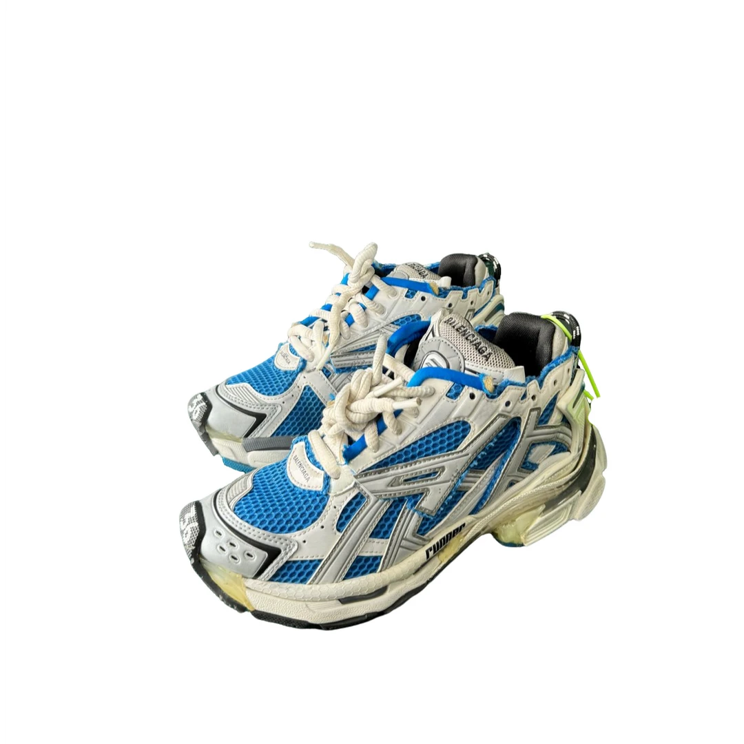 99新 Balenciaga/巴黎世家 runner老爹鞋 白蓝 36码d2844
