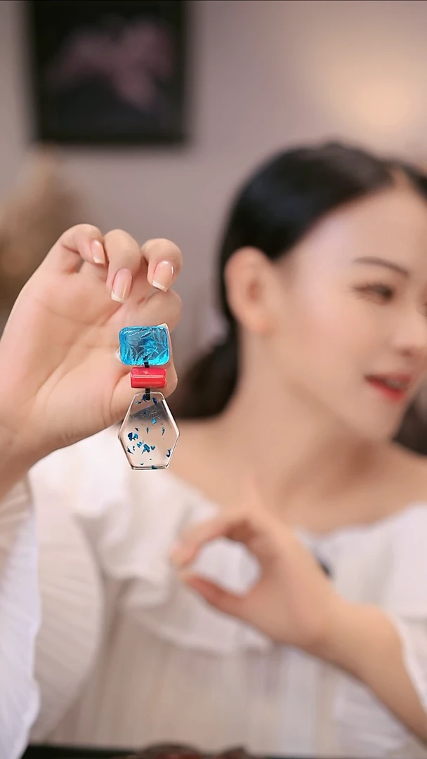 铜合金925银琉璃双色原创琉璃耳环