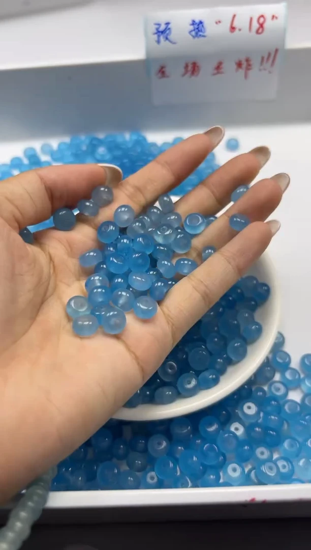 玛瑙/玉髓颈饰未镶嵌w2776海蓝宝算盘8*4mm*30颗