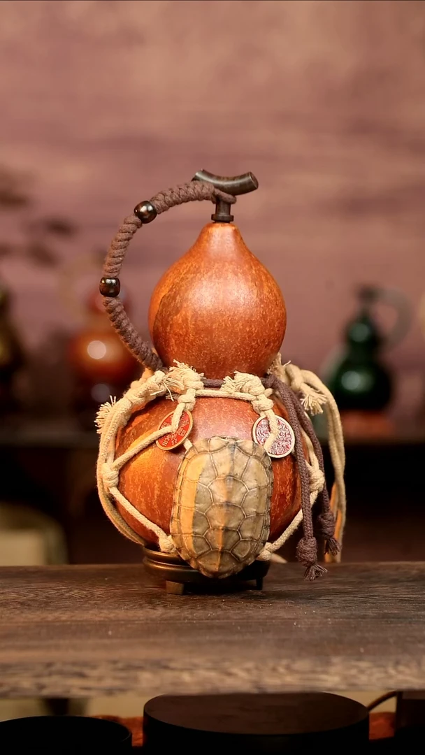 770号龟甲网兜 1000ml 大漆葫芦水壶/酒壶 一物一拍 送小葫芦