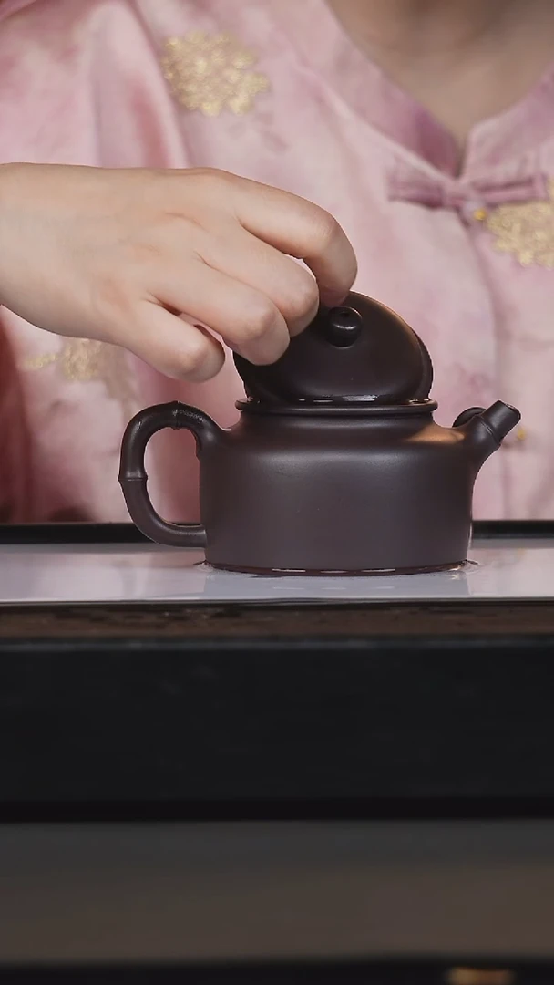 茶壶紫砂郑军百目老紫泥花器250cc