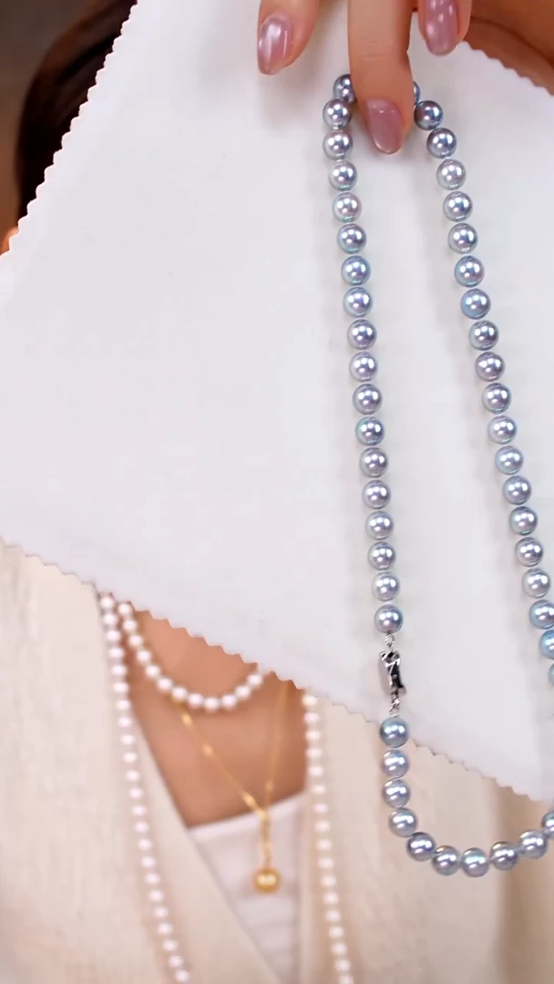 项链银S925镶嵌海水珍珠真多麻7-8mm