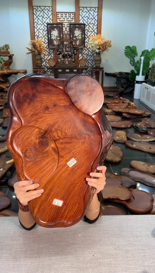 【闪购商品】大果紫檀（缅甸花梨）茶盘8330