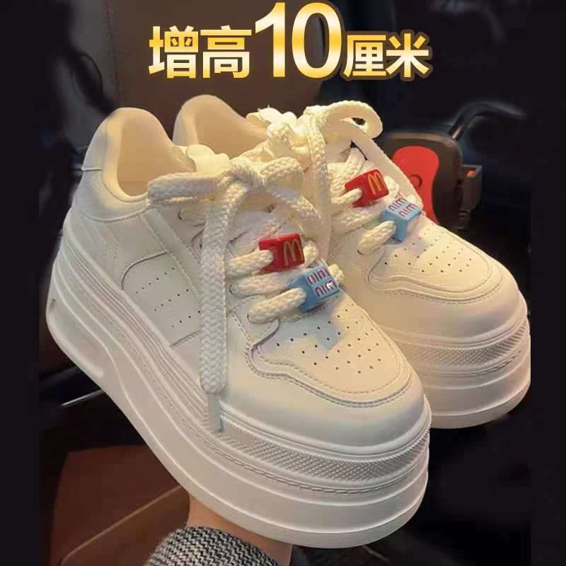 内增高小白鞋女2025年春季新款超火厚底鞋百搭小个子松糕休闲板鞋