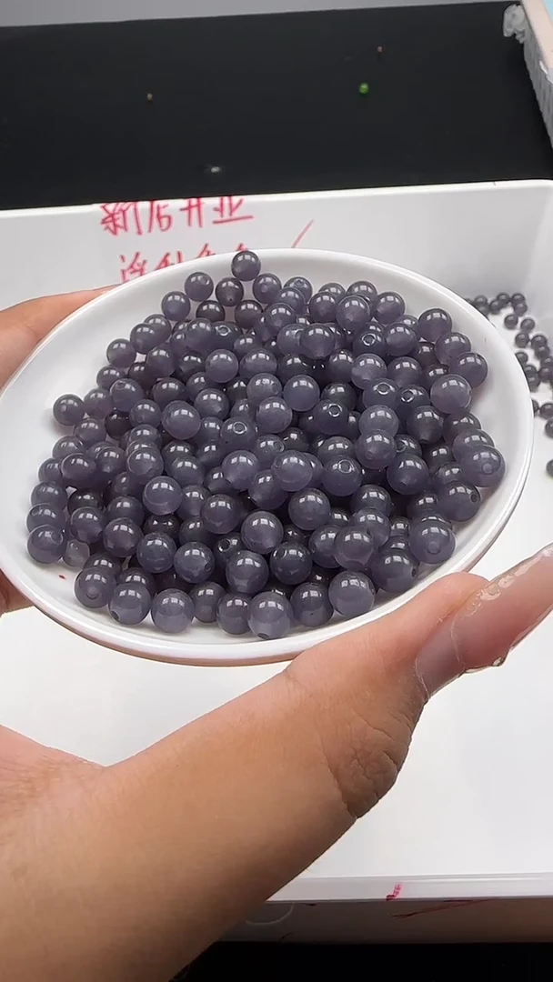 未镶嵌和田玉珠宝半成品浓烟紫圆珠N280卡6MM散珠30颗（赠线