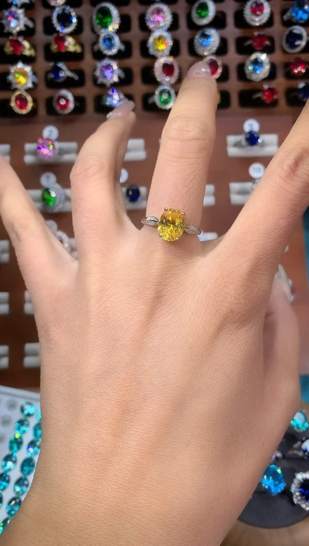 银S925镶嵌戒指碧玺810白