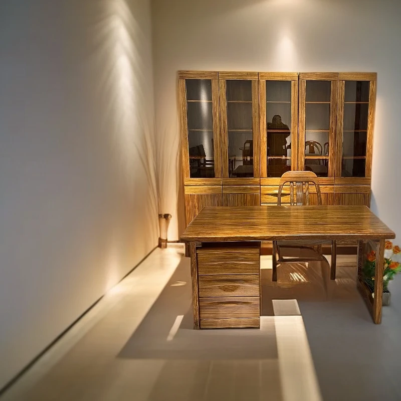 乌金木书柜，书桌书椅组合