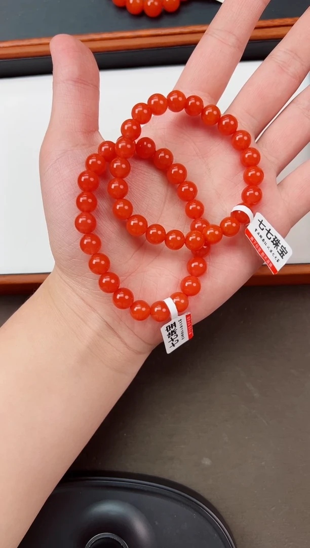 【闪购商品】南红玛瑙手串未镶嵌保山杨柳滴水洞亮光手串 8+