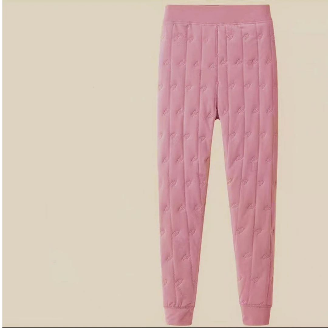 7622-女士三层填充（豆沙红）高腰保暖羊毛裤