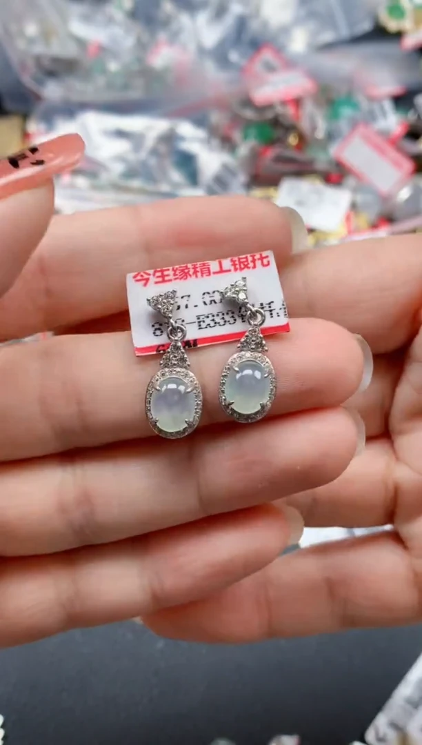 银S925镶嵌戒指翡翠天然A货缅甸翡翠