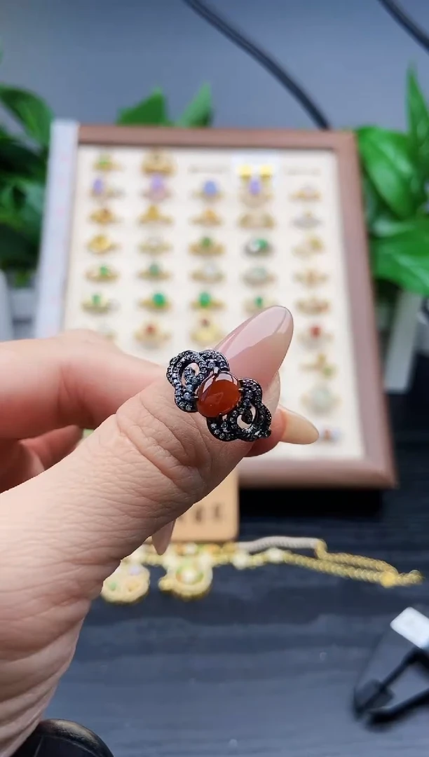 银S925镶嵌戒指翡翠12