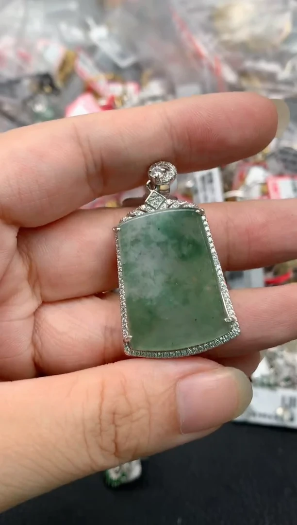 翡翠戒指银S925镶嵌天然A货缅甸翡翠