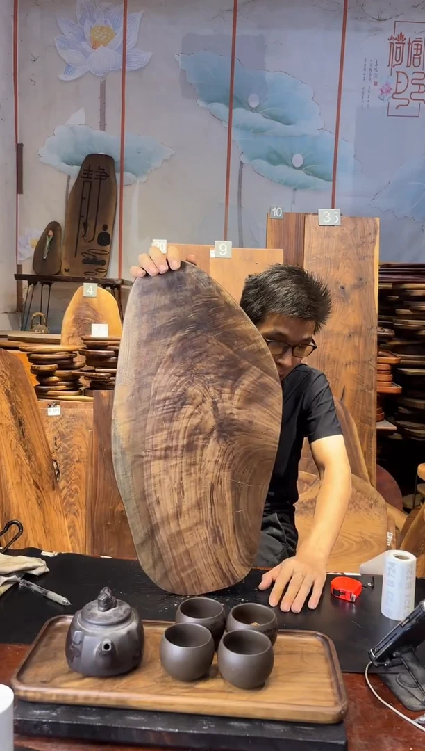 黑胡桃木干泡茶盘原木没有完美品，介意瑕疵请勿下