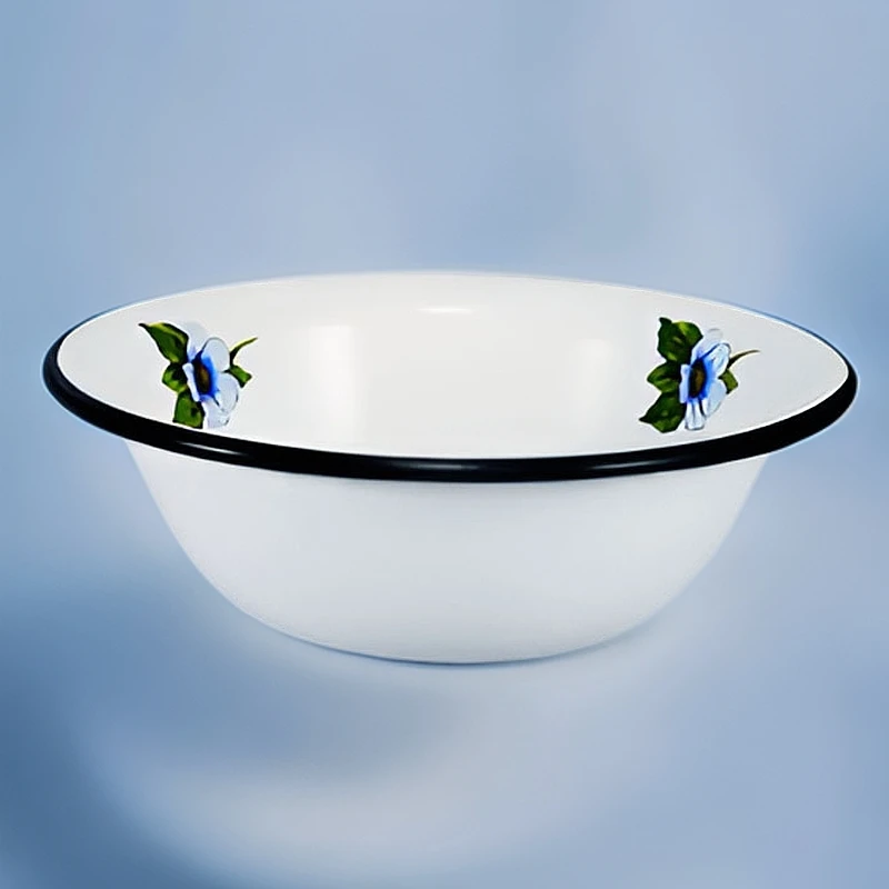 俄罗斯进口搪瓷0.6L加厚怀旧复古米饭碗家用汤碗拌面碗