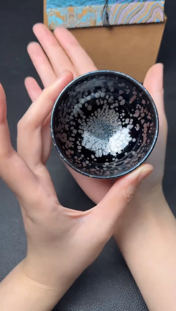 茶盏建盏故事飞惺黑底银斑4
