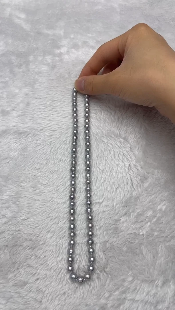 项链银S925镶嵌海水珍珠AK真多麻6.5-7mm