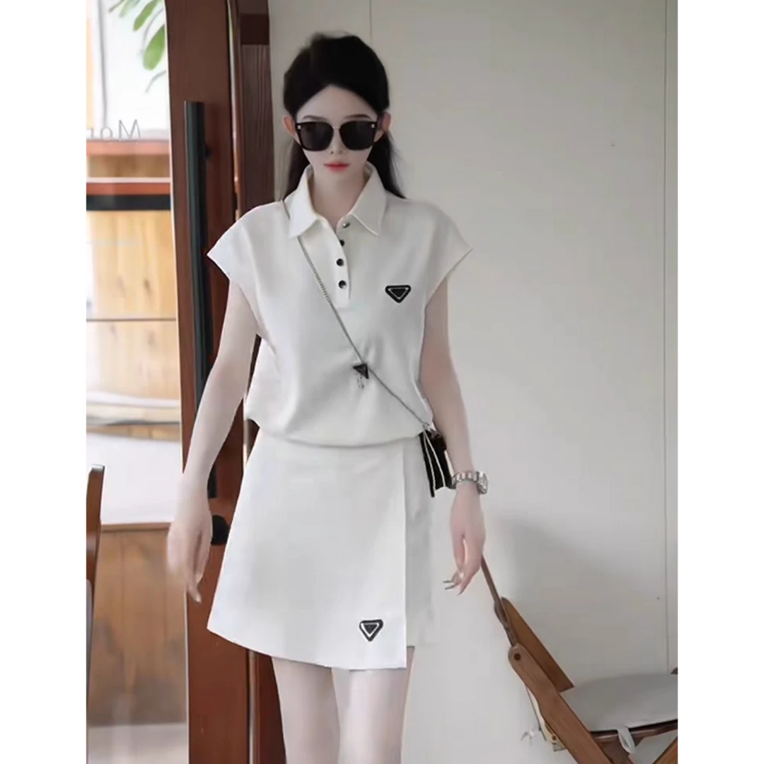 A132休闲运动套装女夏季显瘦时髦高级感洋气短袖polo衫裙裤两件套