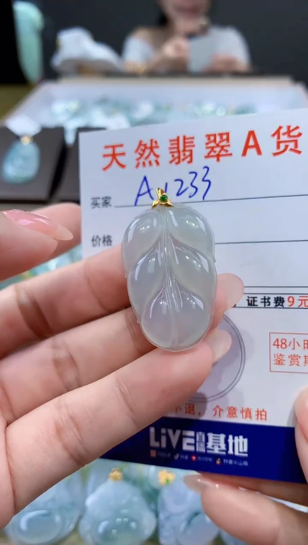 颈饰18K金镶嵌翡翠天然翡翠A货挂件
