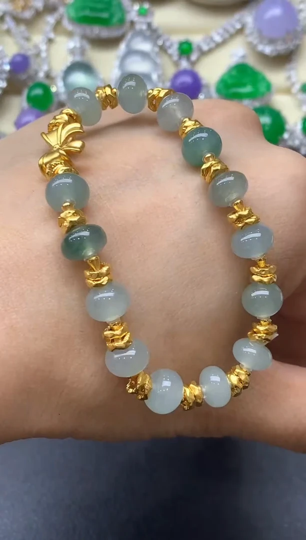 18K金镶嵌手链翡翠482-中国好珍宝