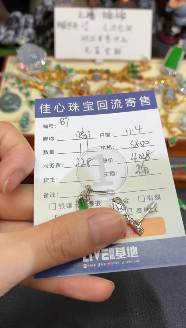 18K金镶嵌翡翠耳饰嘟****u翡翠——1104087