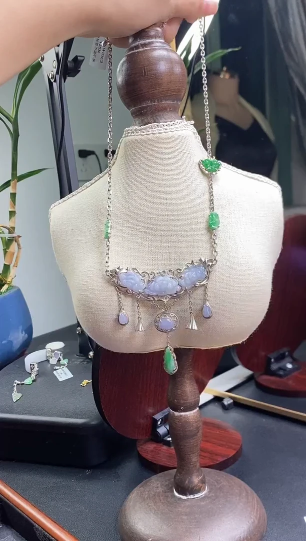 颈饰银S925镶嵌翡翠12751