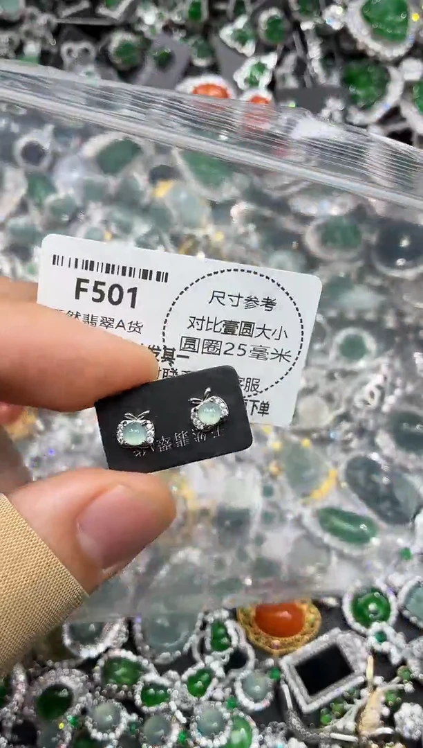 颈饰未镶嵌翡翠F501耳钉