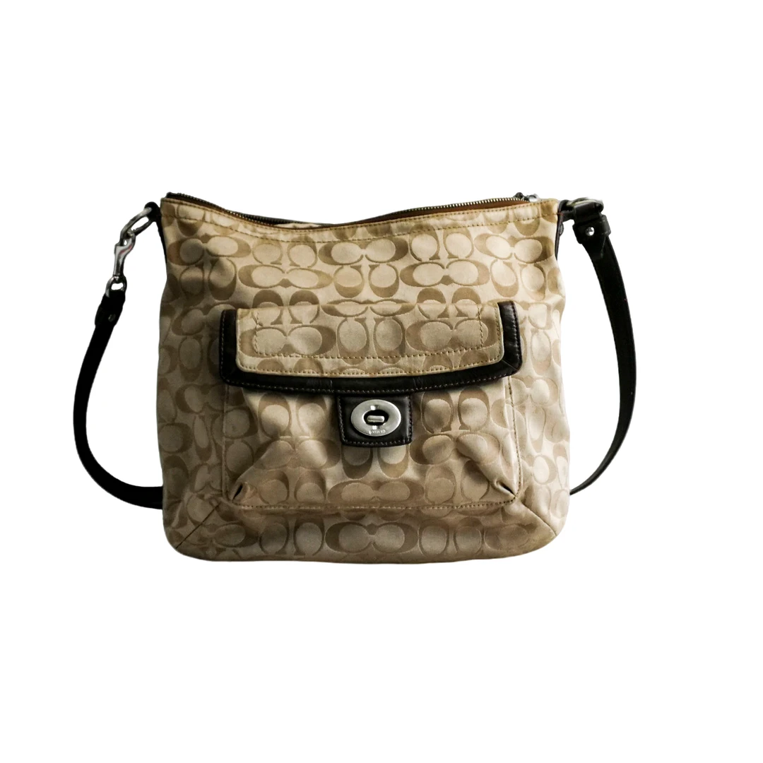 95新 COACH/蔻驰 Coach 香槟老花斜跨 a030242