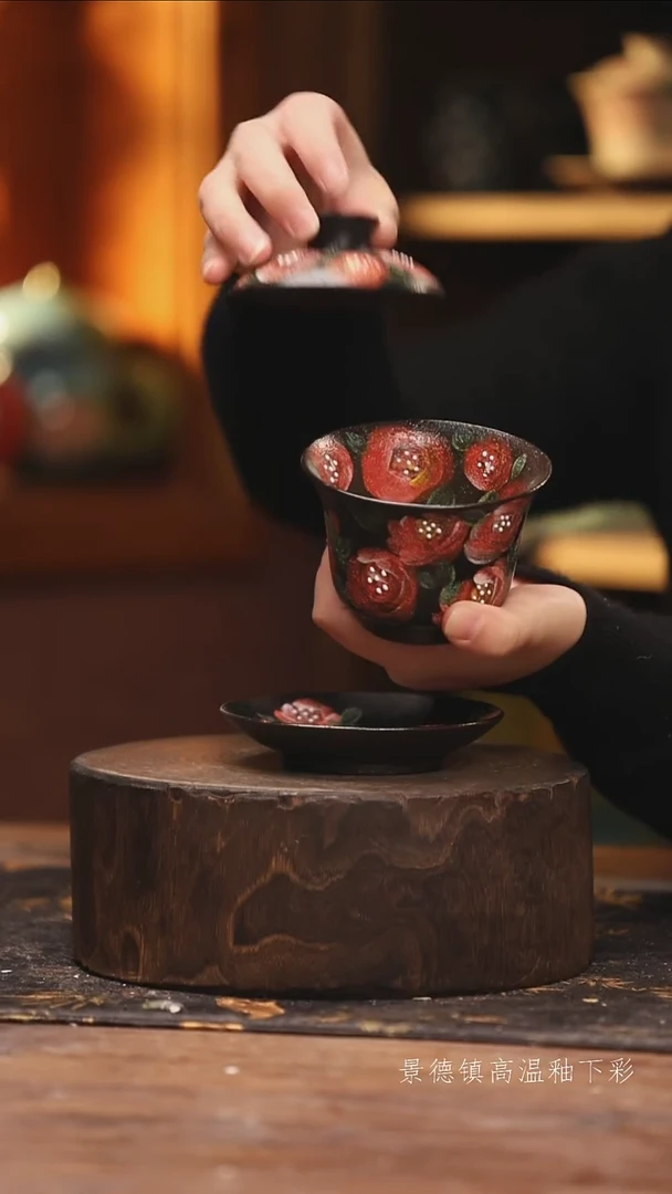 陶瓷景德镇高温釉下手绘陶瓷@L271@