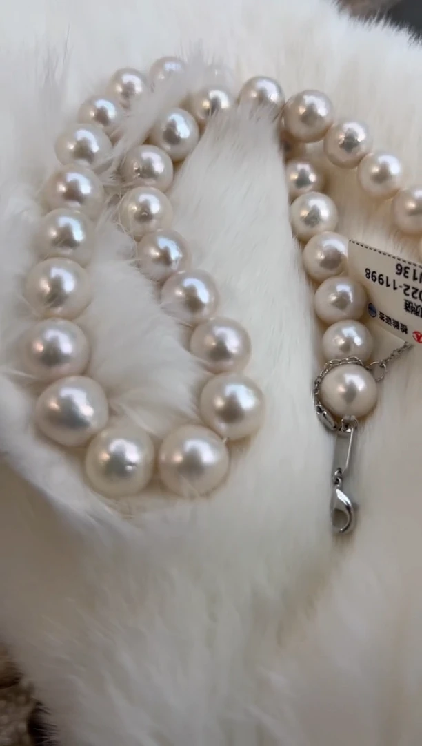 未镶嵌24淡水珍珠巴洛克*强光珍珠项链12mm