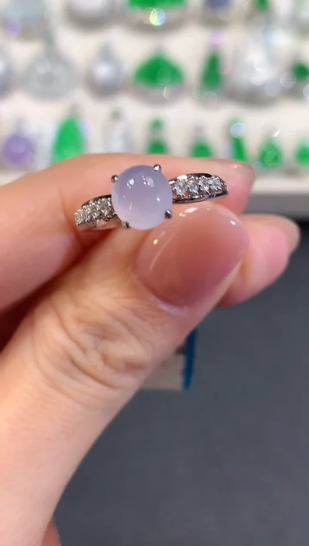 18K金镶嵌戒指翡翠a47多样性一件发货紫货有色差