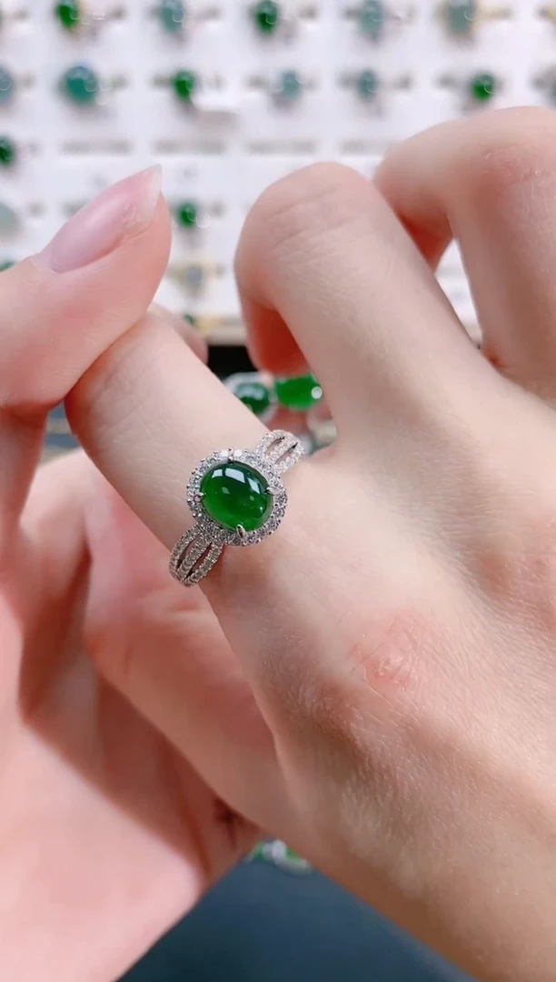 【闪购商品】翡翠戒指银S925镶嵌天然翡翠