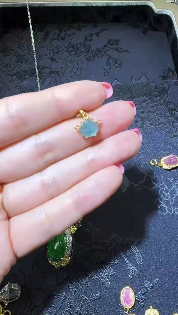 【闪购商品】翡翠吊坠(不含链)银S925镶嵌财神